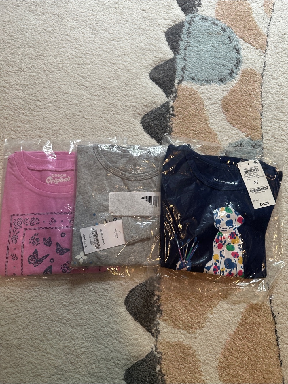 Carter's Girls' Short Sleeve Tee - Gray with Blue Accents